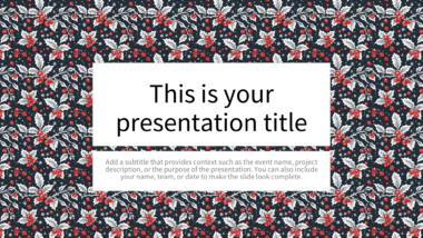 Festive Dark Holly PowerPoint Background