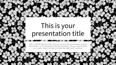 Black and White Floral Line Art PowerPoint Background