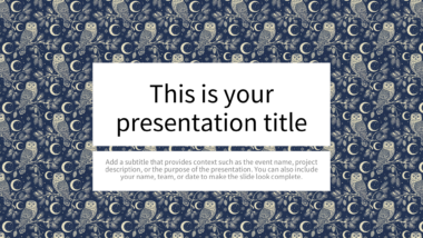 Intricate Navy Blue Owl PowerPoint Background