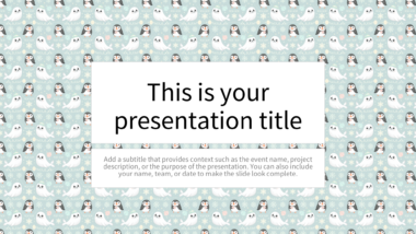 Whimsical Pastel Penguins PowerPoint Background